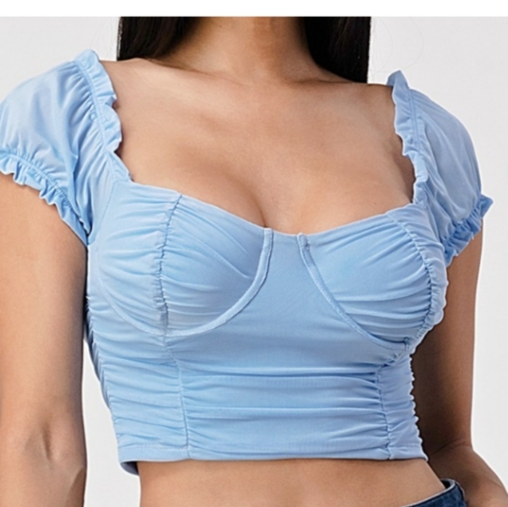 Luna Ruched Mesh Top - Picture 2 of 8